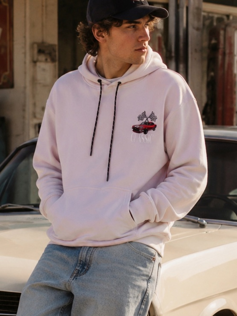 Ford Mustang Graphic Hoodie Size Large | Vintage Racing Americana Sweatshirt